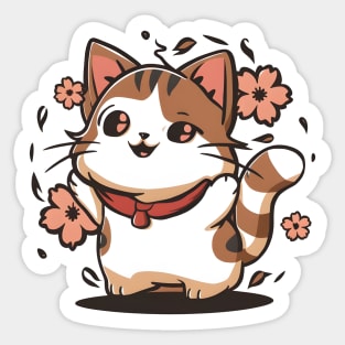 Carefree Kawaii Cat Sticker